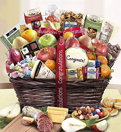 Congratulations Fruit & Sweets Gift Basket Deluxe